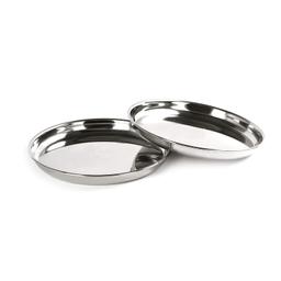 N duraa Stainless Steel Heavy Gauge Deep Dinner Plates with Mirror Finish (2 pcs)