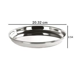 N duraa Stainless Steel Heavy Gauge Deep Dinner Plates with Mirror Finish (2 pcs)