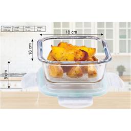 SignoraWare Lock 'N' Store Square High Microwave Oven Borosilicate Safe Glass Container (1200 ml, Transparent, Food Grade) & Serving Bowl Light Weight Salad Bowl Free