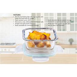 SignoraWare Lock 'N' Store Square High Microwave Oven Borosilicate Safe Glass Container (1200 ml, Transparent, Food Grade) & Serving Bowl Light Weight Salad Bowl Free