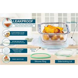 SignoraWare Lock 'N' Store Square High Microwave Oven Borosilicate Safe Glass Container (1200 ml, Transparent, Food Grade) & Serving Bowl Light Weight Salad Bowl Free