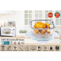 SignoraWare Lock 'N' Store Square High Microwave Oven Borosilicate Safe Glass Container (1200 ml, Transparent, Food Grade) & Serving Bowl Light Weight Salad Bowl Free