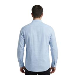 Light Blue and White Striped Pattern, Long Sleeves, and a Spread Collar