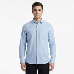 Light Blue and White Striped Pattern, Long Sleeves, and a Spread Collar