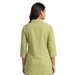 Green Floral Embroidered Shirt or Short Kurta