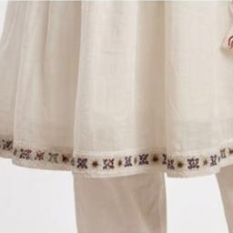 Floral Embroidered Anarkali Thread Work Kurta With Trousers & Dupatta( 3 Set Piece )