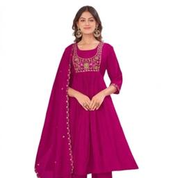 Women Ethnic Motifs Embroidered Panelled Thread Work Kurta with Trousers & With Dupatta (3 Set Piece )
