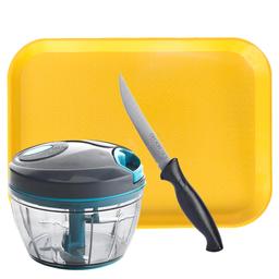 Signoraware Vegetable Chopper,+ Plastic Fast Food Tray,+ Kai Hocho Slicing Knife Combo