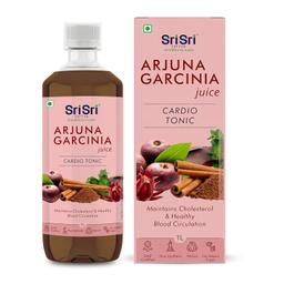 Sri Sri TATTVA shuddhta ka naam Arjuna Garcinia Juice - Cardio Tonic, 1L & Saaral Amla (Indian Gooseberry) with Pure Honey Family Pack (5 Pcs ) with Happilo Almonds Roasted & Salted 200 g