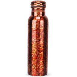 Pure Copper Water Bottle  900ml Rajasthani Design with copper Glass