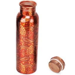 Pure Copper Water Bottle  900ml Rajasthani Design with copper Glass