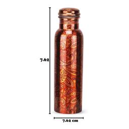 Pure Copper Water Bottle  900ml Rajasthani Design with copper Glass
