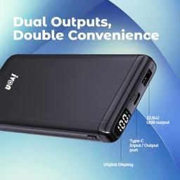 Casual Waterproof Laptop Backpack/Office Bag/School Bag/College Bag with Ivon - 10000mAh 22.5W Fast Charging Power Bank,(Model CR - PB - 207)