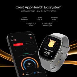 boAt Ultima Regal Smart Watch w/ 2.01”(5.10 cm) Ultra AMOLED Display, 1000 NITS Brightness, Premium Metal Body, Functional Crown, Watch Face Studio, Emergency SOS,BT Calling(Cool Grey)