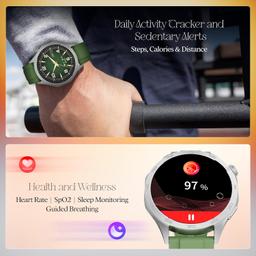 boAt Luxury Smart Watch Enigma Radiant w/ 1.43”(3.63 cm) AMOLED Display, Functional Crown, BT Calling, Upto 6 Days Battery, Sports Modes, Guided Breathing, Smart Watch for Men & Women(Olive Green)
