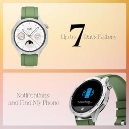 boAt Luxury Smart Watch Enigma Radiant w/ 1.43”(3.63 cm) AMOLED Display, Functional Crown, BT Calling, Upto 6 Days Battery, Sports Modes, Guided Breathing, Smart Watch for Men & Women(Olive Green)