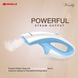 Havells Wrinkly Hand Held Garment Steamer 920 Watts - Ergonomic Design,150Ml Tank Capacity,(Blue And White)