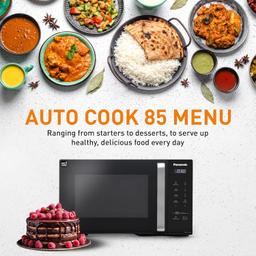 Panasonic 25L Solo Microwave Oven (NN-ST310QBFG, Black, 85 Auto Cook Menus)