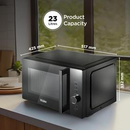 Haier 23L Solo Microwave Oven with Defrost Technology, Child Lock (HIL2301MBEJ, Black, Inbuilt Auto Cook Menus)