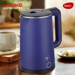 Pigeon by Stovekraft Evoke Electric Kettle with Stainless Steel Body, 1.8 litre, used for boiling Water, making tea and coffee, instant noodles, soup etc. (Blue)