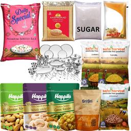SmartQucik Monthly Grocery Combo [Pack of 31]+ 65 pcs Stainless Steel Premium Set + Free Card [Bengaluru Only]