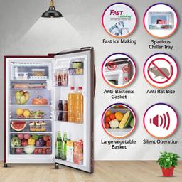 LG 204 L 4 Star Direct-Cool Inverter Single Door Refrigerator (??GL-B211CRRY, Ruby Regal, Smart Connect, 2022 Model)