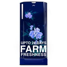 Godrej 180 L 5 Star Turbo Cooling Technology, 24 Days Farm Freshness Direct Cool Single Door Refrigerator With Base Drawer (2024 Model, RD EDGENEO 207E TDF MP BL, Maple Blue)