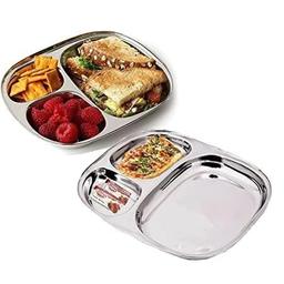Stainless Steel Plates with Compartments/Breakfast Plates of 4