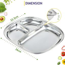 Stainless Steel Plates with Compartments/Breakfast Plates of 4