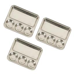 Stainless Steel Rectangular 4 in 1 Compartment Lunch/Dinner Plate Set of Set of 3