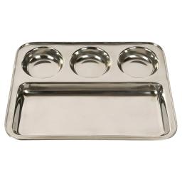 Stainless Steel Rectangular 4 in 1 Compartment Lunch/Dinner Plate Set of Set of 3