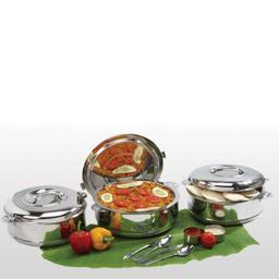 N-Duraa Stainless Steel Serving Dish - Hot & Cold [Pack of 2] - 1500 ml/2500ml