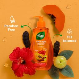 Nyle Naturals Damage Repair Shampoo 800 ml | Hair Repairing Shampoo with Papaya, Hibiscus, & Shikakai | pH Balanced & Paraben Free Gentle & Soft Shampoo For Women & Men