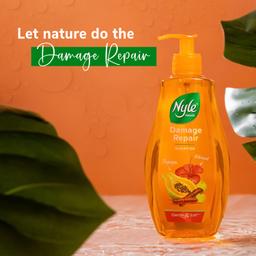 Nyle Naturals Damage Repair Shampoo 800 ml | Hair Repairing Shampoo with Papaya, Hibiscus, & Shikakai | pH Balanced & Paraben Free Gentle & Soft Shampoo For Women & Men