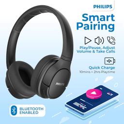 PHILIPS Audio Action Fit Bluetooth Wireless On Ear Headphones with mic Black