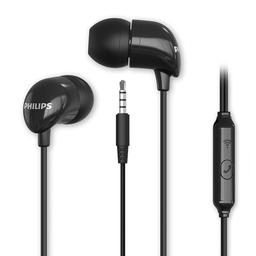 PHILIPS Audio TAE1126 Wired in Ear Earphones with mic, 10 mm Driver, Powerful bass and Clear Sound, Black
