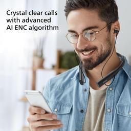 Philips Audio TAN4207BK Bluetooth In-ear Earphones With ENC Mic for Clear Calls, 10mm Drivers| Magnetic Ear Tips for Tangle Free Experience, 20 Hr Play Time, IPX5 Sweatproof, Wireless Neckband (Black)