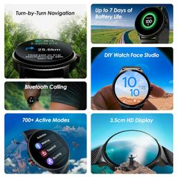 boAt Newly Launched Lunar Discovery w/ 1.39" (3.5 cm) HD Display, Turn-by-Turn Navigation, DIY Watch Face Studio, Bluetooth Calling, Emergency SOS, QR Tray, Smart Watch for Men & Women(Black Metal)