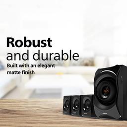 PHILIPS Audio SPA8000B/94 5.1 Channel 120W Multimedia Speaker System with Bluetooth Connectivity, 5X15W Satellite Speakers, USB, LED Display, Robust Design & Matte Finish (Black)