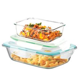 Signoraware Lock `N` Store Glass Container Rectangular 1500ml & 640ml (Pack of 2)