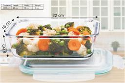 Signoraware Lock `N` Store Glass Container Rectangular 1500ml & 640ml (Pack of 2)