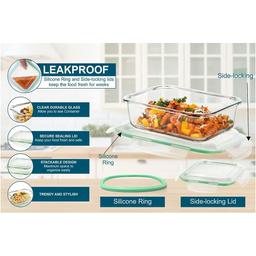 Signoraware Lock `N` Store Glass Container Rectangular 1500ml & 640ml (Pack of 2)