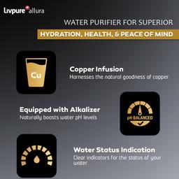 LIVPURE Allura Premia - All Filters Included 7 L RO + UV + UF + Copper Water Purifier  (Black)