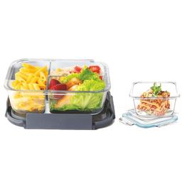 Signoraware Slim Glass Lunch Box (3 Partitions) & Signoraware Lock `N` Store Glass Container 320ml