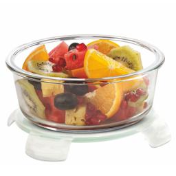 SignoraWare Lock 'N' Store Round High Microwave Oven Borosilicate Safe Glass Container with Air Tight Lid | Multipurpose Jar Box (400ml, Transparent, Food Grade)