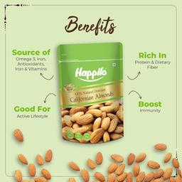 Happilo 100% Natural Premium California Almonds 200 g Dried | Badam Giri | High in Fiber & Boost Immunity | Real Nuts | Gluten Free & Zero Cholesterol