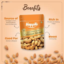 Happilo Natural Popular Californian Almonds 400g, High in Fiber & Boost Immunity, Real Dry Fruit Nuts, Gluten Free & Zero Cholesterol