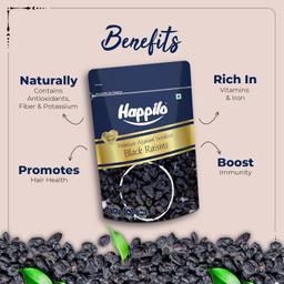 Happilo Premium Afghani Seedless Black Raisins 250 g | Kali Kishmish | Munakka Dry Fruits | Delicious & Healthy Snack
