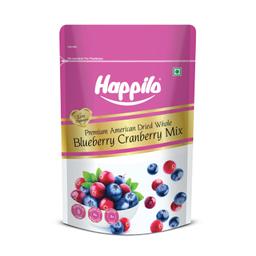 Happilo Premium American Dried Whole Blueberry Cranberry Duet 200 g Pack | Dried Cranberries & Blueberries Mix | 100% Organic Natural Real Dried Berries | Low Calorie Snack