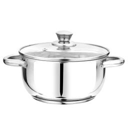 Addkraft  Induction Base Cooking Essential Compatible Sandwich Base Stainless Steel Casserole Set with Knob Glass Lid, Stay Cool Handles (6 Piece)